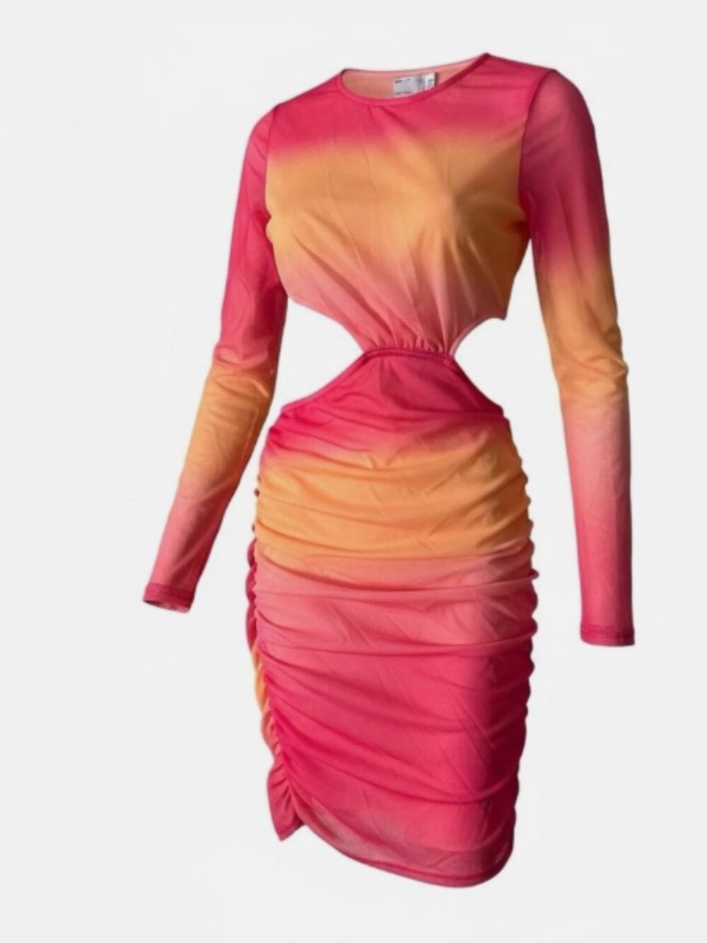 PLUS SIZE Women’s Ombre Pink-Orange Long Sleeve Midi Dress size 14